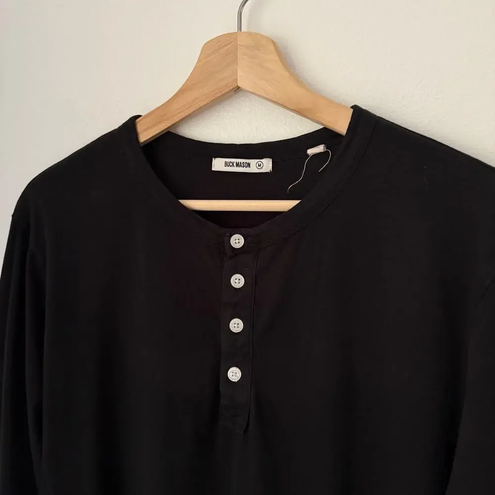 Buck Mason Men’s Long Sleeve Henley Shirt Sz Medium - Picture 2 of 3